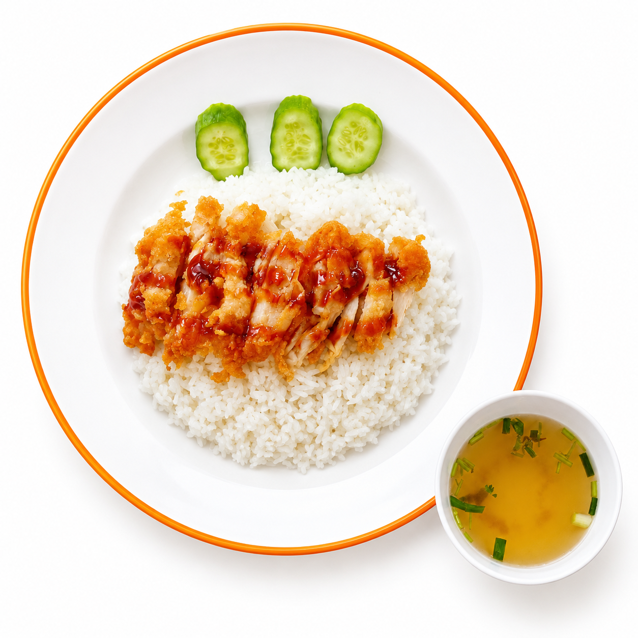ข้าวไก่ทอดซอสกระเทียม(เนื้อสะโพก)