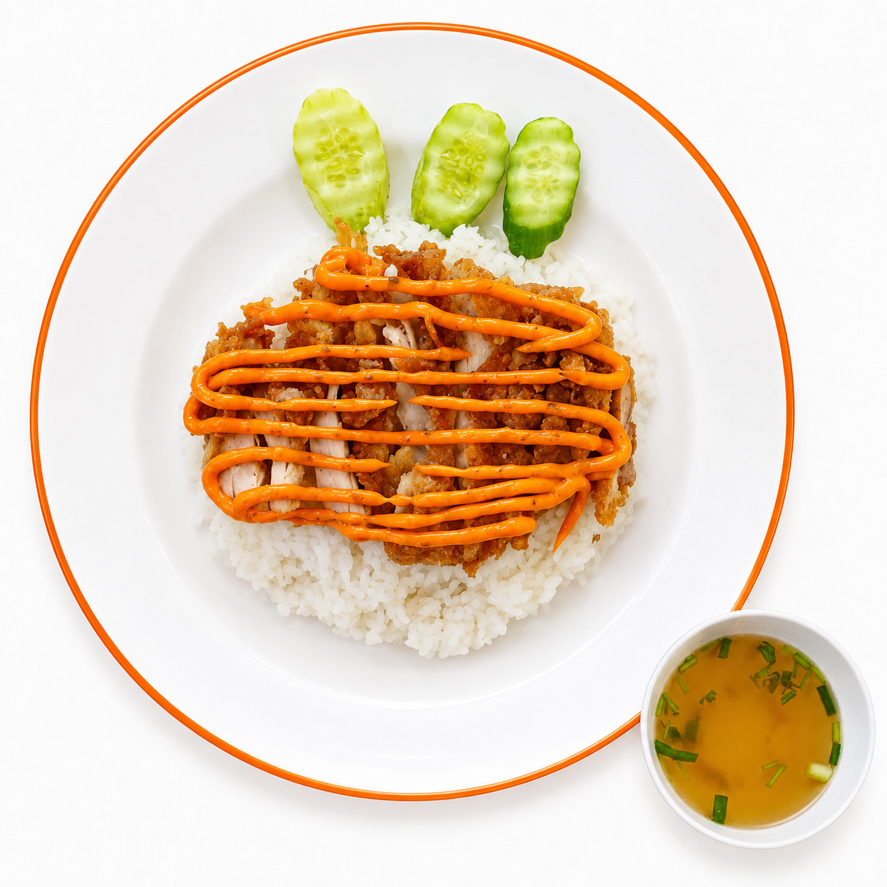 ข้าวไก่ทอดซอสครีมชีส(เนื้อสะโพก)