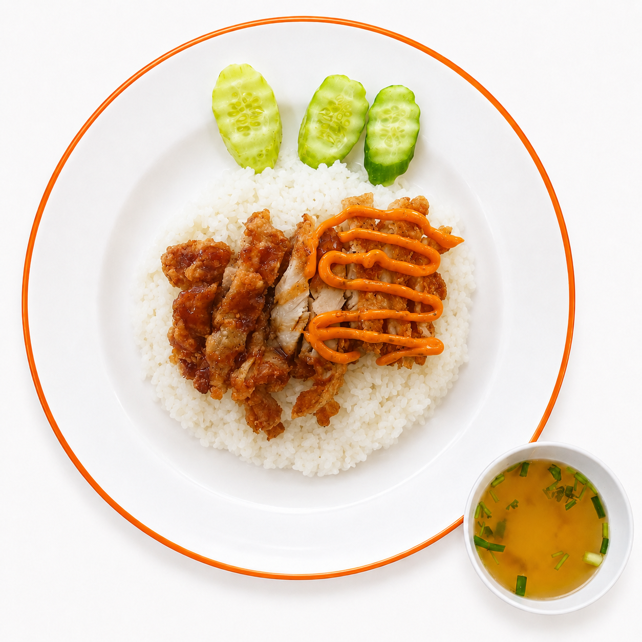 ข้าวไก่ทอดซอสผสม(เนื้อสะโพก+เพิ่มซอสเอง)